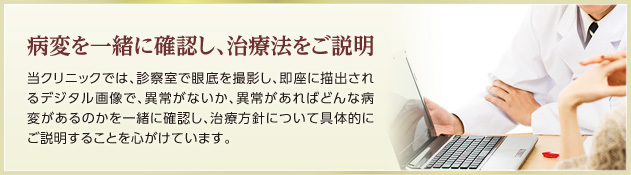 病変を一緒に確認し、治療法をご説明